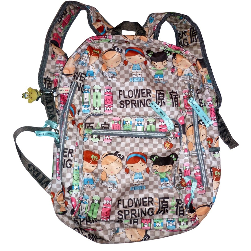 Harajuku Lovers Gwen Stefani Flower Spring Backpack Checkered Girl Print Bag